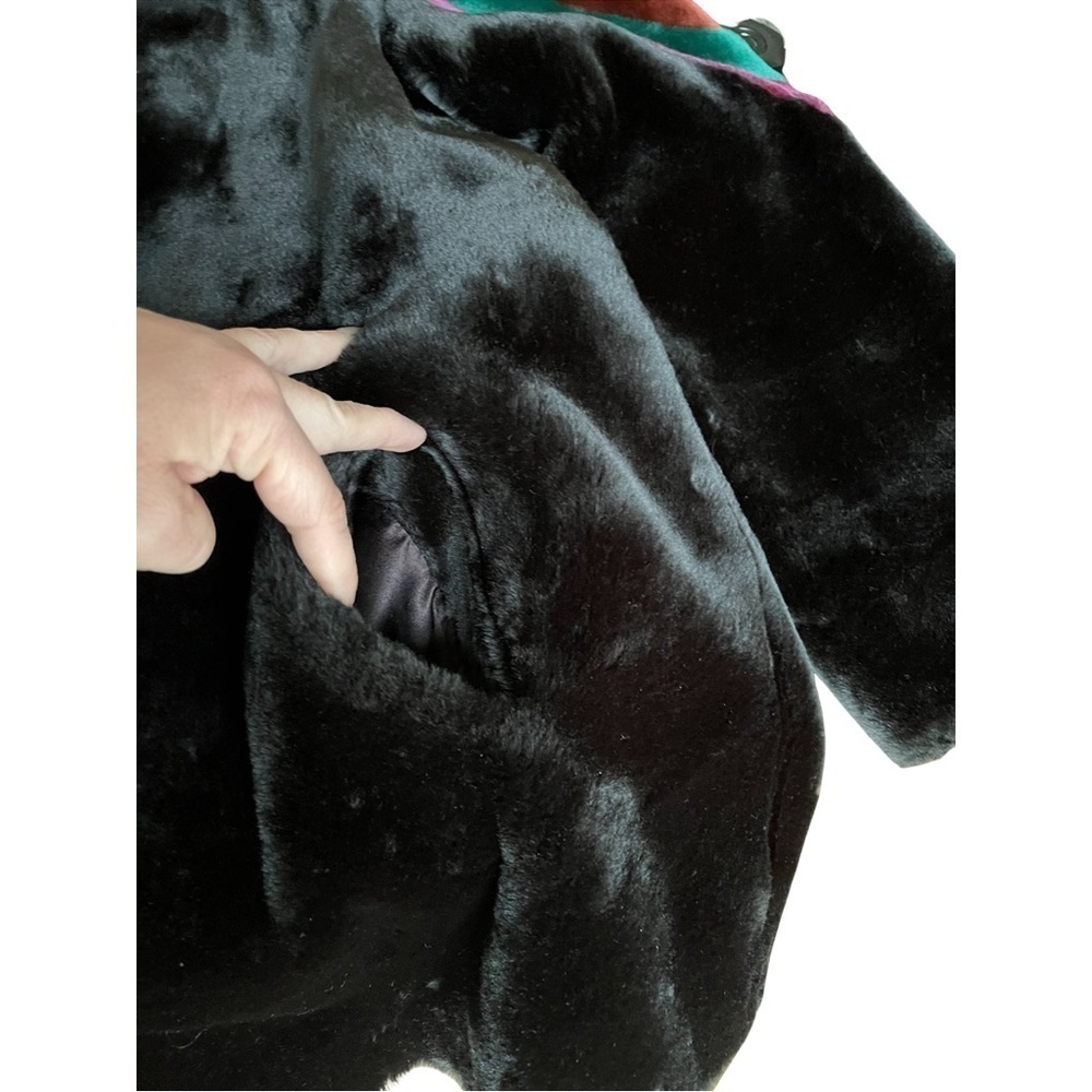 RARE Vintage 80's Carol Horn Captivity Black Faux Fur Coat Size Medium / Large - Picture 5 of 7